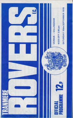 Tranmere Rovers v Gillingham Match Programme 1978-09-09
